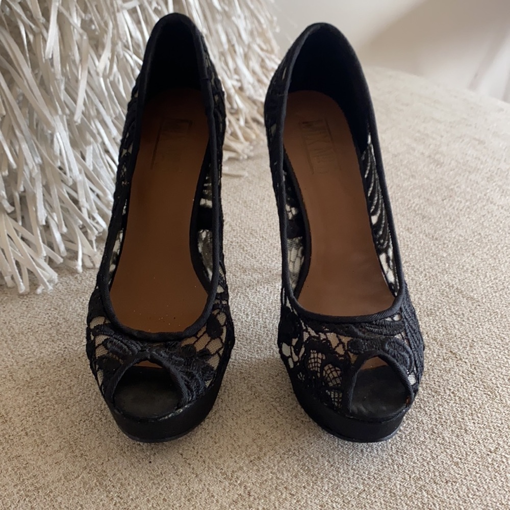 🪞NEW stunning black nude lace open toe heels in size 6 - Picture 6 of 17